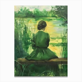 Girl By The Lake Canvas Print