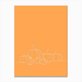 Pumpkins On Orange Background Canvas Print