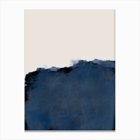 Blue And Beige Abstract Painting, Soft Neutral Canvas Print