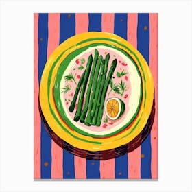 A Plate Of Green Beans, Top View Food Illustration 2 Canvas Print