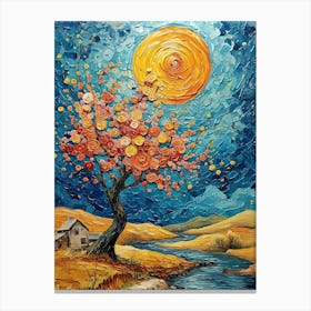 Sunset Tree By Vincent Van Gogh Canvas Print