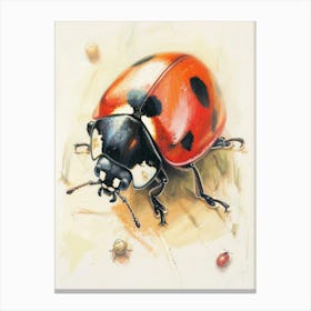 Ladybug Pastel Watercolour 3 Canvas Print