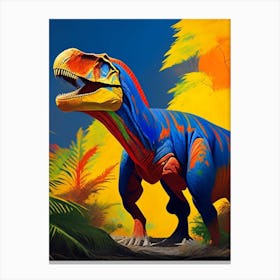 Tarbosaurus Primary Colours Dinosaur Canvas Print