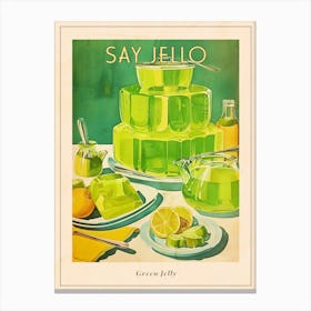 Vibrant Green Jelly Vintage Retro Illustration 2 Poster Canvas Print