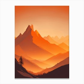 Misty Mountains Vertical Composition In Orange Tone 154 Canvas Print
