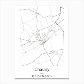 Chauny,France Minimalist Map Canvas Print