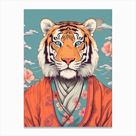 Tiger Illustrations Wearing A Kimono 2 Canvas Print