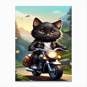 Cat On A Motorcycle 5 Canvas Print