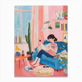 Girl Artist With Book Lo Fi Kawaii Illustration 1 Canvas Print