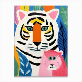Colourful Kids Animal Art Siberian Tiger 4 Canvas Print