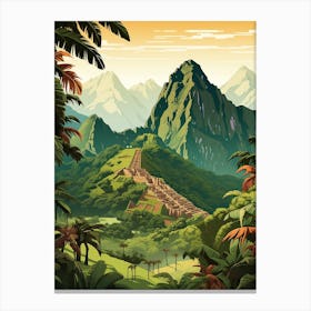 Machu Picchu Peru 1 Vintage Travel Illustration Canvas Print