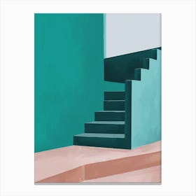 Stairs And Stories Green Canvas Print