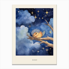 Baby Bird 2 Sleeping In The Clouds Nursery Poster Canvas Print
