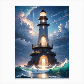 A Lighthouse In The Middle Of The Ocean 38 Canvas Print