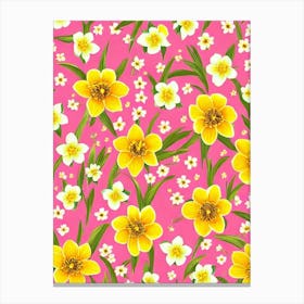 Daffodil Floral Print Warm Tones 1 Flower Canvas Print