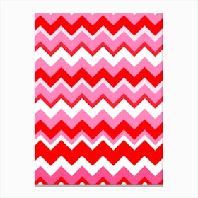 Red and Pink Chevron Canvas Print