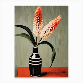 Bouquet Of Red Hot Poker Flowers, Autumn Fall Florals Painting 3 Canvas Print