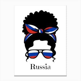 Cute Women Style Wearing Russia Flag Glasses Canvas Print