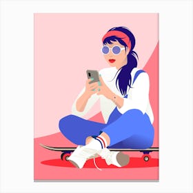 Skater Girl With Sunglasses Canvas Print