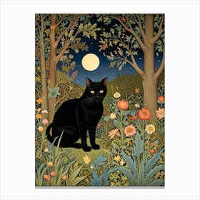 William Morris Black Cat In The Forest Canvas Print