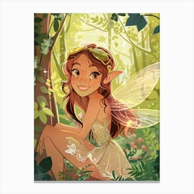 Fairy Girl In Woods Canvas Print