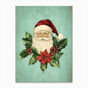 Santa Claus With Holly Canvas Print