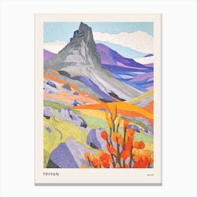Tryfan Wales Colourful Mountain Illustration Poster Canvas Print