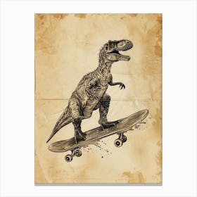 Vintage Dimetrodon Dinosaur On A Skateboard  2 Canvas Print