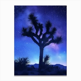 Silhouette of a Joshua Tree at Night Canvas Print