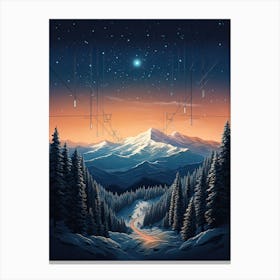 Heavenly Mountain   California Nevada, Usa, Ski Resort Illustration 2 Simple Style Canvas Print