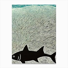 Requiem Shark Linocut Canvas Print