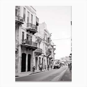 Sliema, Malta, Mediterranean Black And White Photography Analogue 2 Canvas Print