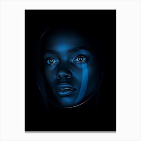 Black Woman in Blue Light Canvas Print