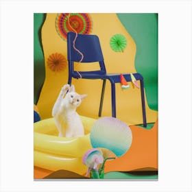 Cat In The Pool Canvas Print