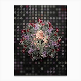 Vintage Heather Briar Root Bruyere Flower Wreath on Dot Bokeh Pattern n.0376 Canvas Print