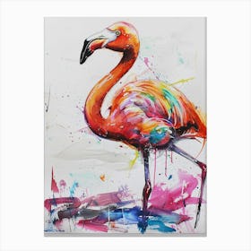 Flamingo Colourful Watercolour 3 Canvas Print