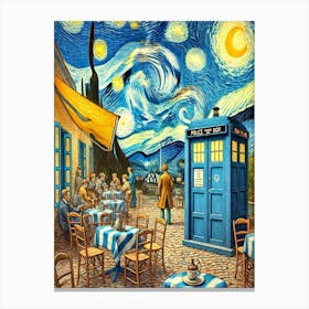 Tardis On The Terrace At Arles - Van Gogh inspired Art Print 2 Canvas Print