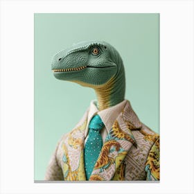 Toy Dinosaur In A Suit & Tie 4 Canvas Print