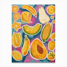 Yellow Fruits and Vegs Canvas Print