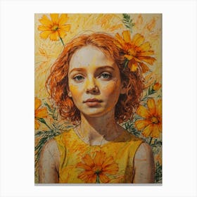 Girl With Flowers 4 Canvas Print