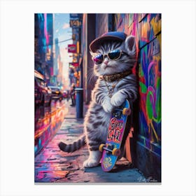 Skateboard Cat Canvas Print