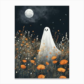 Sheet Ghost In A Field Of Flowers Painting (33) Canvas Print