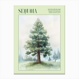 Sequoia Tree Atmospheric Watercolour Painting 6 Poster Canvas Print
