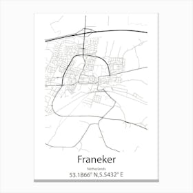 Franeker,Netherlands Minimalist Map Canvas Print