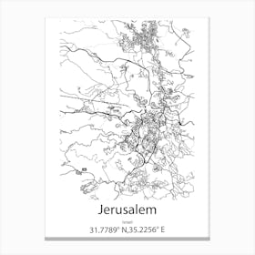 Jerusalem,Israel Minimalist Map Canvas Print