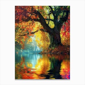 Autumn Tree By The Water Canvas Print