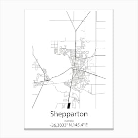 Shepparton,Australia Minimalist Map Canvas Print