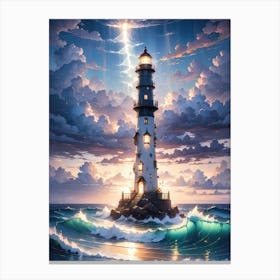 A Lighthouse In The Middle Of The Ocean 39 Canvas Print