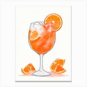 Aperol With Ice And Orange Watercolor Vertical Composition 39 Canvas Print