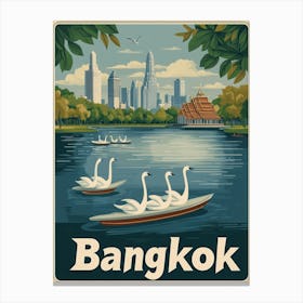 Aihrgdesign A Mid Century Modern Travel Poster For Bangkok 1 Canvas Print